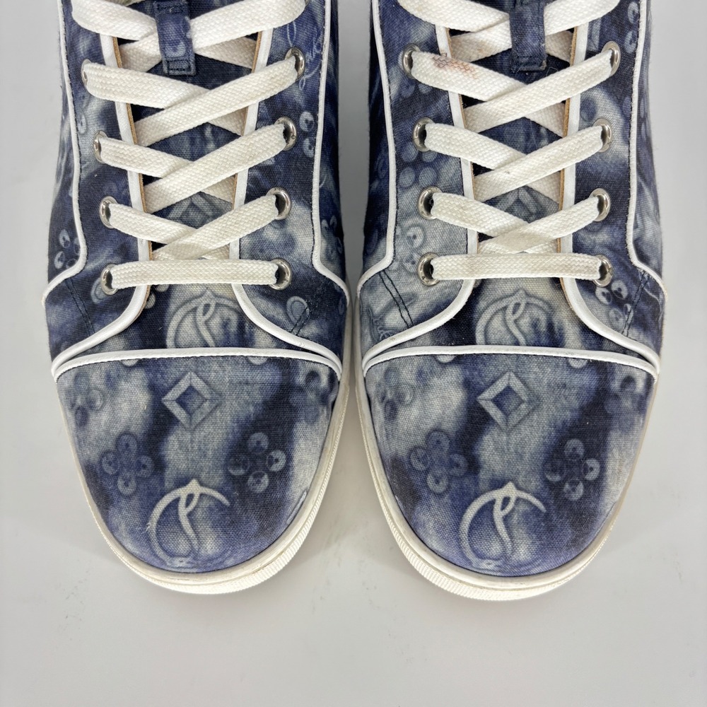 Christian Louboutin Louis Orlato High Top Sneakers Jeans Punk Tie Dye Size 40.5 - Picture 5 of 16